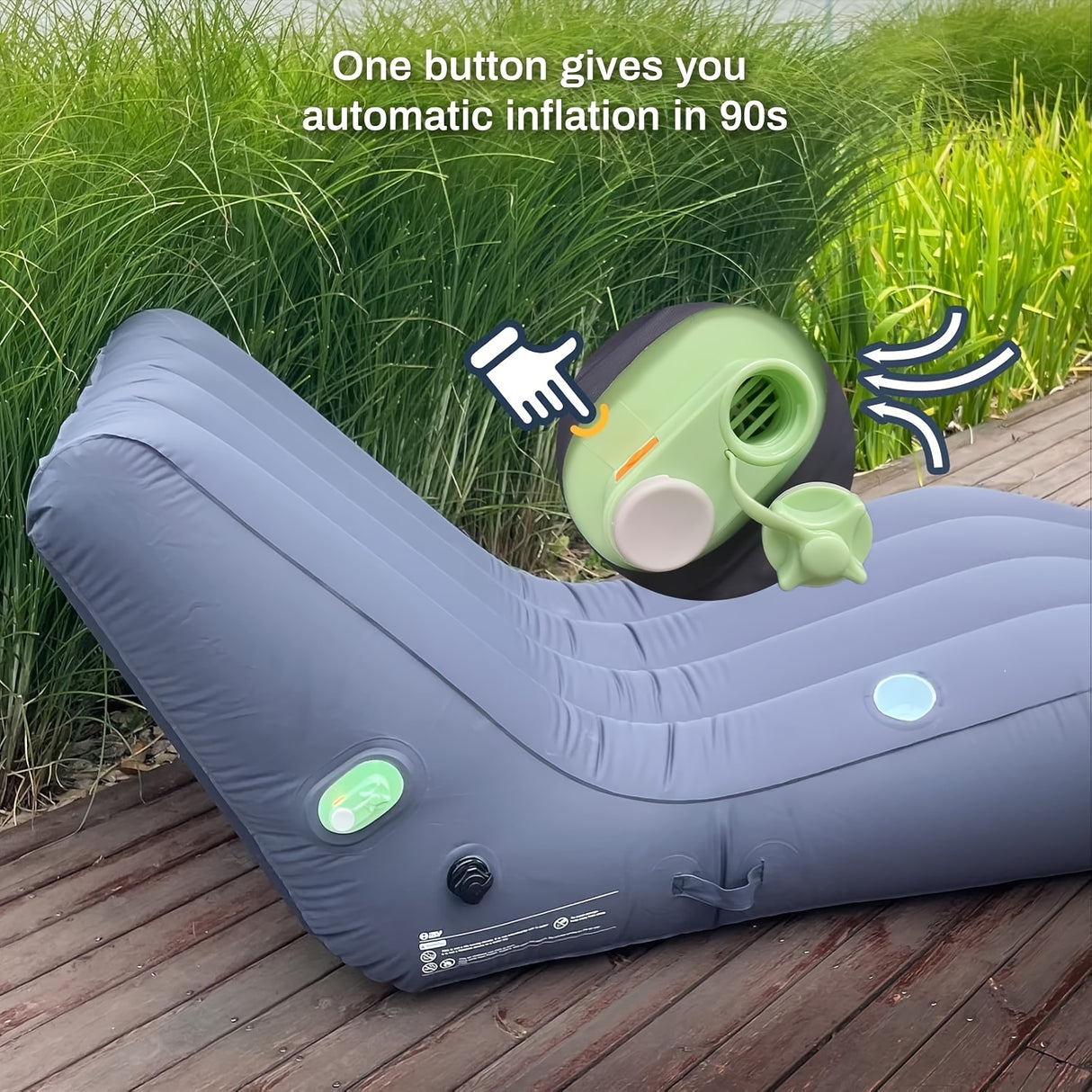 Camping Air Mattress | USB Rechargeable Self-Inflating Lounger for 2 | Compact & Portable PVC Sleeping Pad with Built-in Foot Pump | Includes Carry Bag | Ideal for Outdoor Leisure and Travel, Outdoor Relaxation | Comfortable