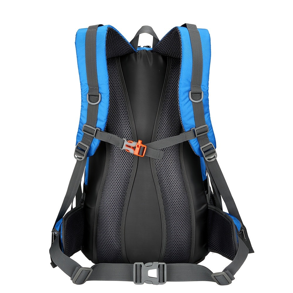 Universal Climbing Backpack, Lightweight Travel, Multifunctional, Hiking, Alphabet Pattern, Hard Shell, Black, with Zipper Closure, Hip Adjustment, Nylon Fabric, Utility Pocket, Cord Embellishment, Wipe with Damp Cloth, for L