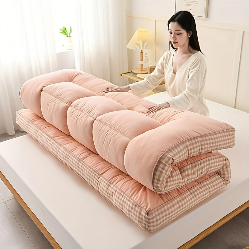 1200gsm Plaid Three-Dimensional Side Pad, Roll Up Sleeping Pad, Cool Mattress Mattress Floor Mattress, Roll Up Mattress Thick Folding Sleeping Pad Breathable Floor Futon Mattress Sofa Sleeping Pad Roll Up Mattress Pad Japanes