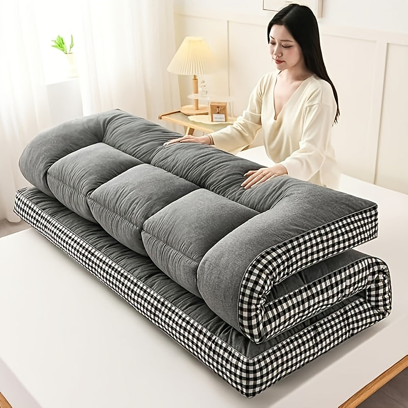 1200gsm Plaid Three-Dimensional Side Pad, Roll Up Sleeping Pad, Cool Mattress Mattress Floor Mattress, Roll Up Mattress Thick Folding Sleeping Pad Breathable Floor Futon Mattress Sofa Sleeping Pad Roll Up Mattress Pad Japanes