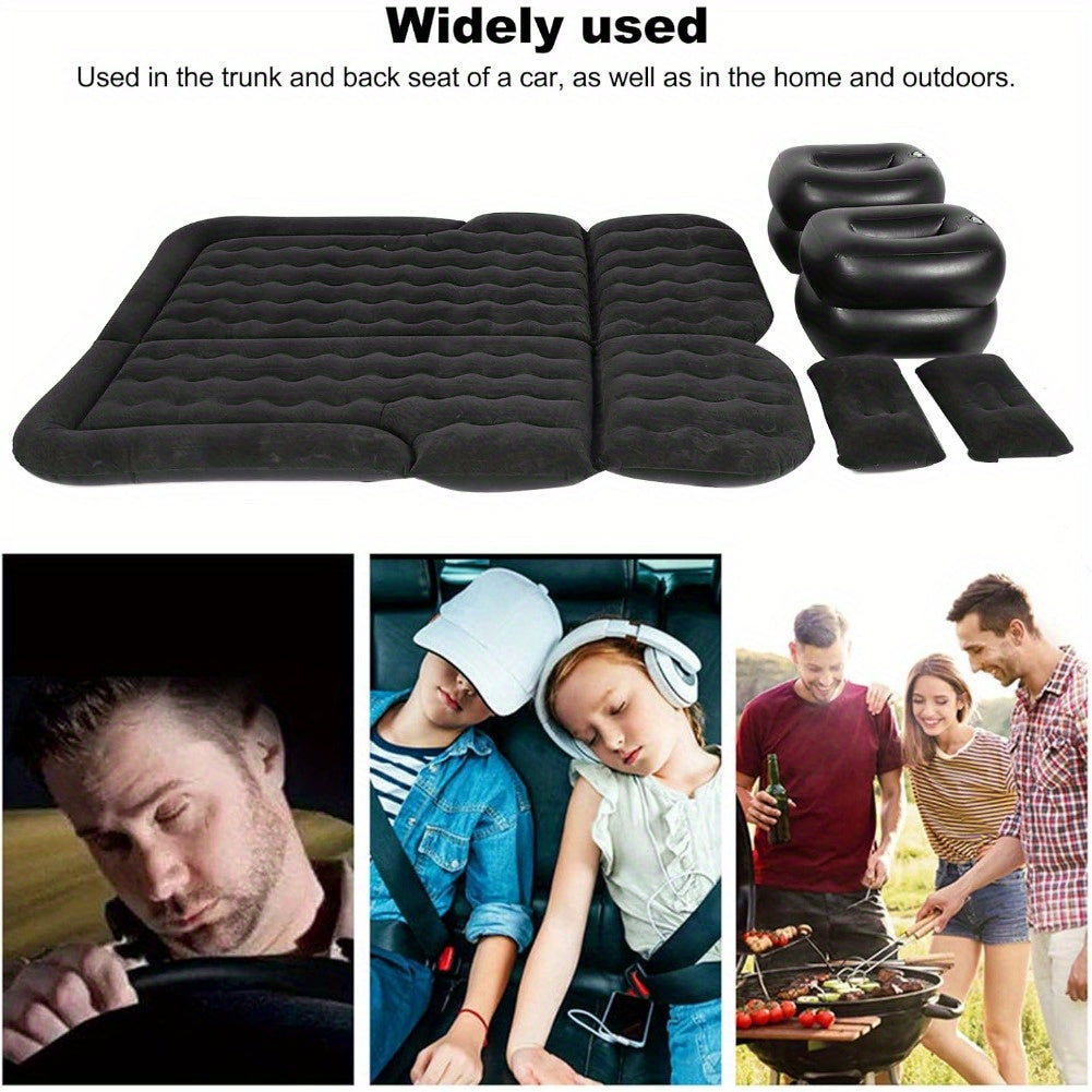 Thickened Car Air Mattress - Inflatable Vehicle Travel Bed for Camping, Road Trips, and Outdoor Adventures - Durable, Water-Resistant, and Portable Sleeping Pad with Easy Inflation and Deflation (Black)