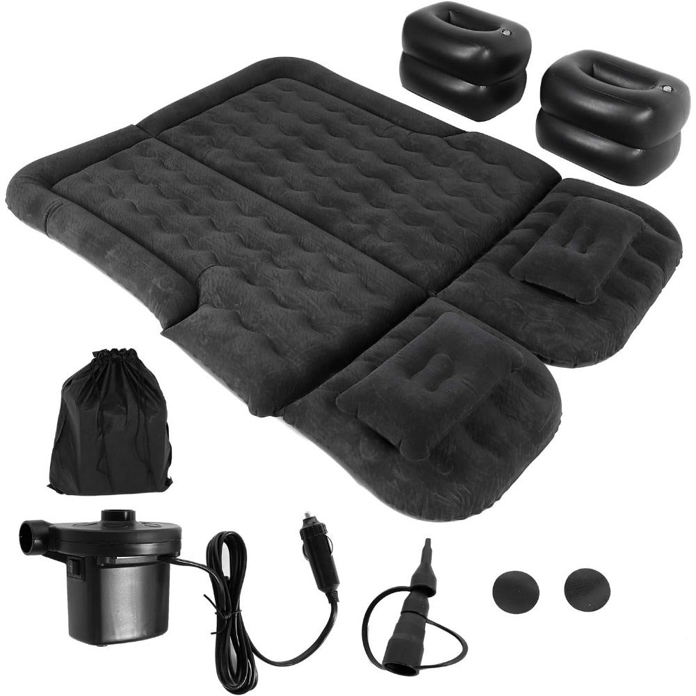 Thickened Car Air Mattress - Inflatable Vehicle Travel Bed for Camping, Road Trips, and Outdoor Adventures - Durable, Water-Resistant, and Portable Sleeping Pad with Easy Inflation and Deflation (Black)