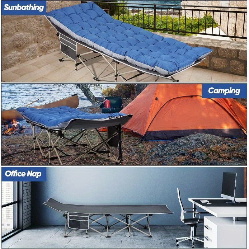 75" Folding Camping Cot, Heavy Duty Sleeping Cots with Carry Bag, Oxford Portable Travel Camp Cots for Home, Office Nap and Outdoor Beach