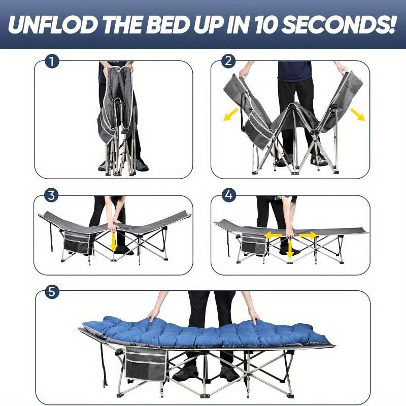 75" Folding Camping Cot, Heavy Duty Sleeping Cots with Carry Bag, Oxford Portable Travel Camp Cots for Home, Office Nap and Outdoor Beach