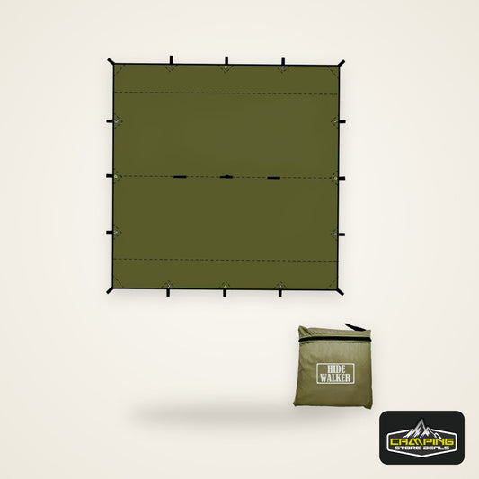 19 Hanging Points Black Coating Tarp Waterproof Black Coated Tarp Outdoor Camping Tent Tarp Bushcraft Shelter DIY Tent Fly