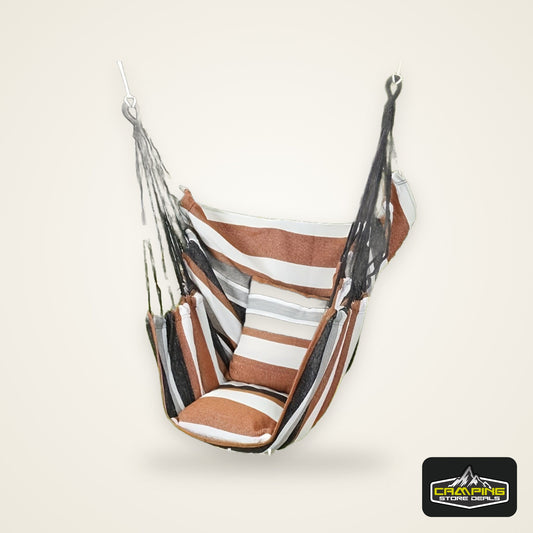 1pc Outdoor Hammock Chair Leisure Swing Hanging Chair Canvas Without Pillow And Cushion Indoor Outdoor Hammock Garden Leisure Furniture Hammocks, OPP Sealed Bag