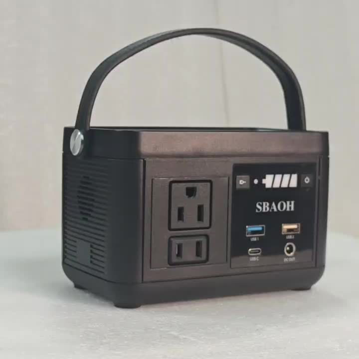 Portable Power Station 88.8WH, SBAOH Solar Power Station Lithium Battery Power Supply 110V AC USB-C Solar Power Station for Camping, Road Trip, Emergency Power Supply Black