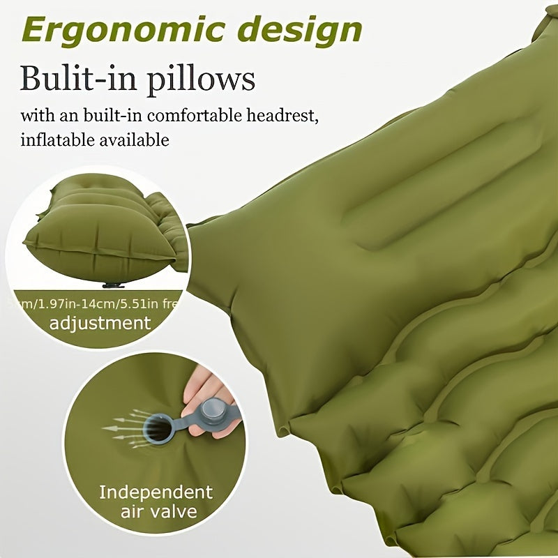 Camping With A Two-person Sleeping Pad Air Mattress With Pillow Portable Hiking Lunch Break Hiking With A Sleeping Pad Outdoor 2-person Travel Bed Air Mattress