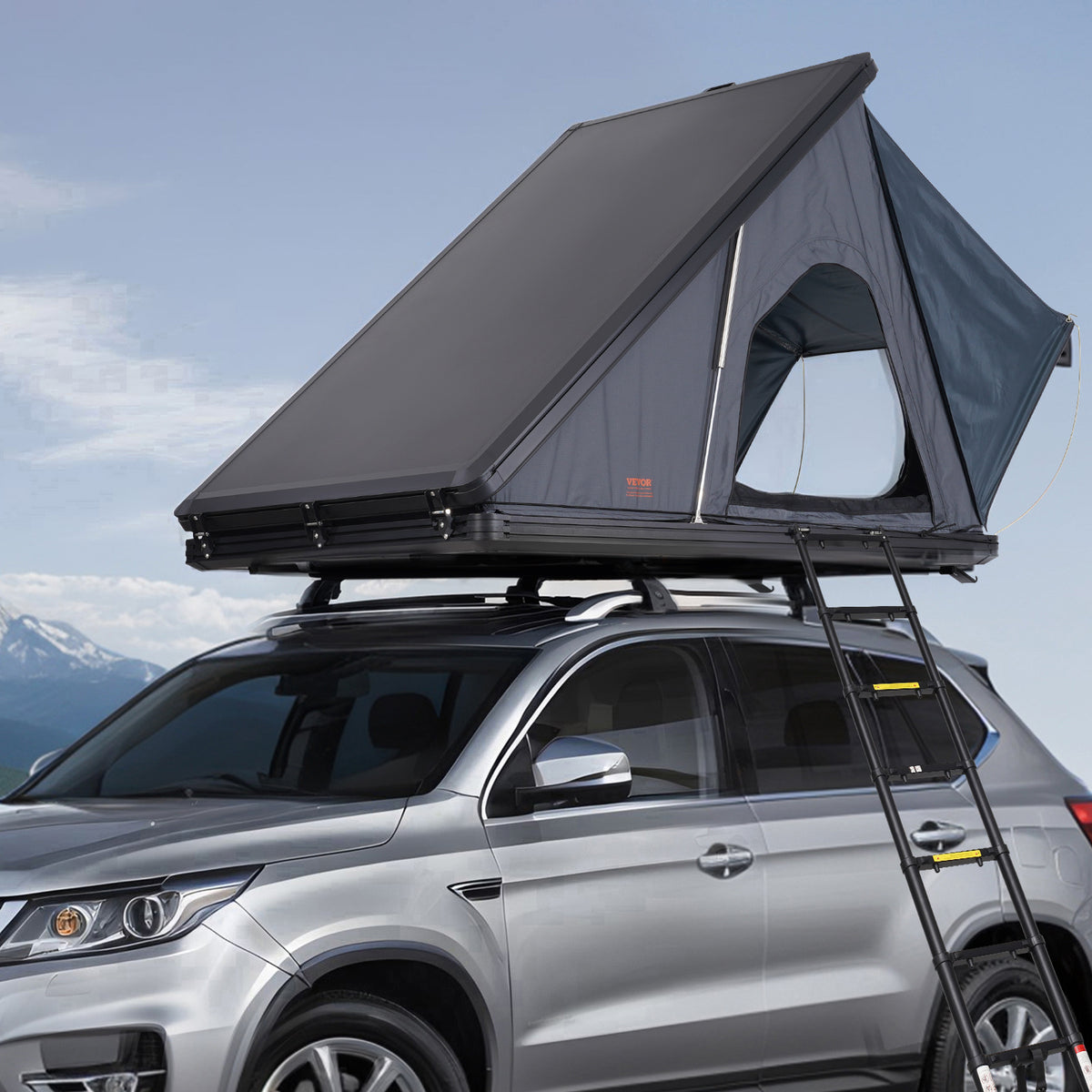 VEVOR Rooftop Tent Hard Shell 2-3 Person Waterproof for Jeep SUV Truck w/ Ladder