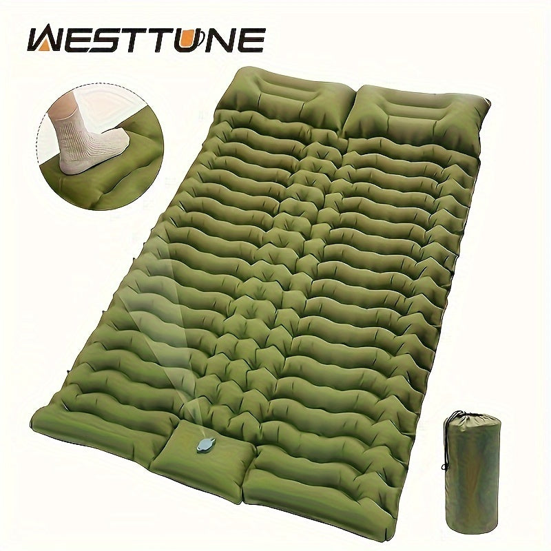 Camping With A Two-person Sleeping Pad Air Mattress With Pillow Portable Hiking Lunch Break Hiking With A Sleeping Pad Outdoor 2-person Travel Bed Air Mattress
