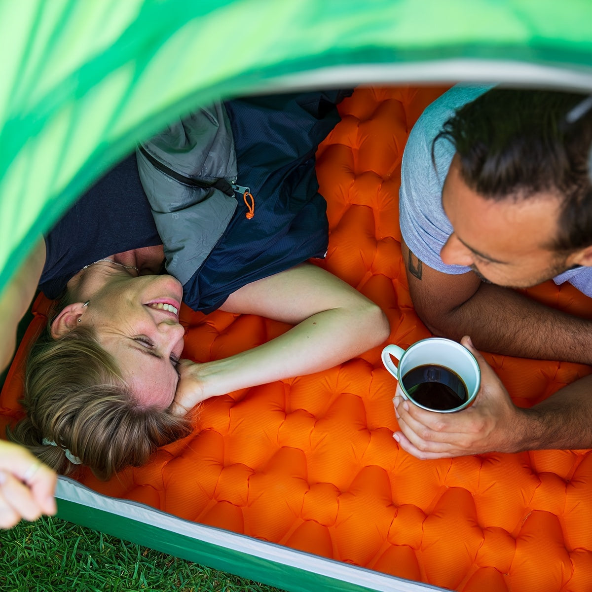 Double Sleeping Pad For Camping, Travel Folding Bed, Ultralight Air Cushion, Inflatable Sleeping Mat For Backpacking, Hiking, Traveling, Tent