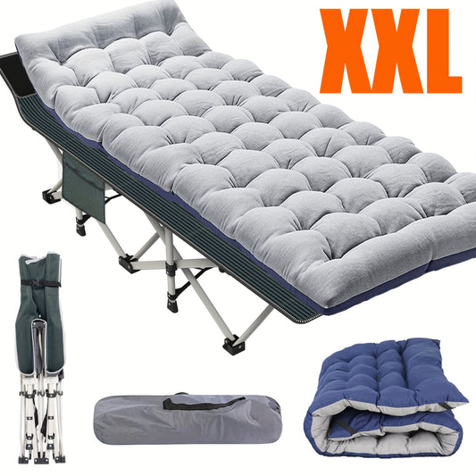 1pc Folding Bed, Camping Cots With Double-Sided Mattress, Portable Foldable Guest Bed, Heavy Duty Sleeping Bed Cot With Carry Bag, Gray&Blue
