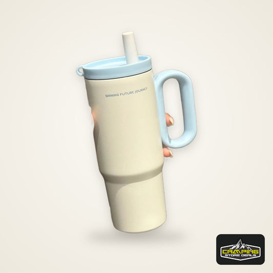 720ML Stainless Steel Thermos Cup with Straw & Handle Ice Coffee Drink Vacuum Insulated Cup Car Travel Outdoor Water Bottle