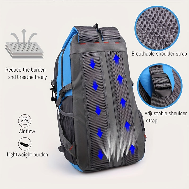 1 Breathable Nylon Large Capacity Lightweight Mountaineering Bag, Hiking Bag, Travel Bag, Outdoor Camping Bag, Computer Bag