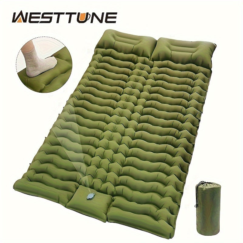 Camping With A Two-person Sleeping Pad Air Mattress With Pillow Portable Hiking Lunch Break Hiking With A Sleeping Pad Outdoor 2-person Travel Bed Air Mattress