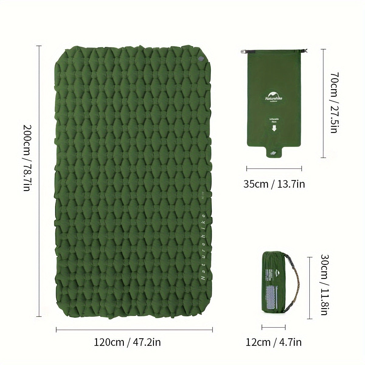 Double Sleeping Pad For Camping, Travel Folding Bed, Ultralight Air Cushion, Inflatable Sleeping Mat For Backpacking, Hiking, Traveling, Tent