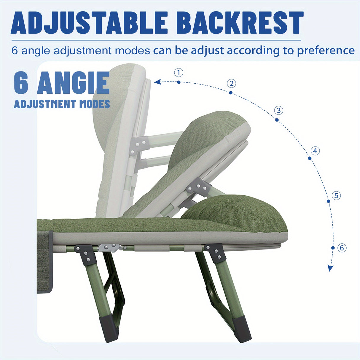 Sleeping Cots/Camping Cots For Adults-6 Adjustable Positions, Foldable Poldable Folding Cot With Blanket And Cover, Heavy Duty Strong Frame Cot Bed For Camp, Travel, Room, Office(900lbs Plank Support)