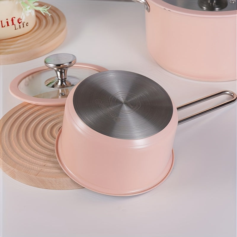 Purecook 9pcs, Stainless Steel Cookware Set, Ceramic-Coated, Durable Glass Lids With Silicone Trim, Versatile For Induction & Gas Cooktops, Includes 1Sauce Pan, 2 Soup Pot, 1Rondeau, 4Lids &
1Steamer, Dishwasher Oven Safe,