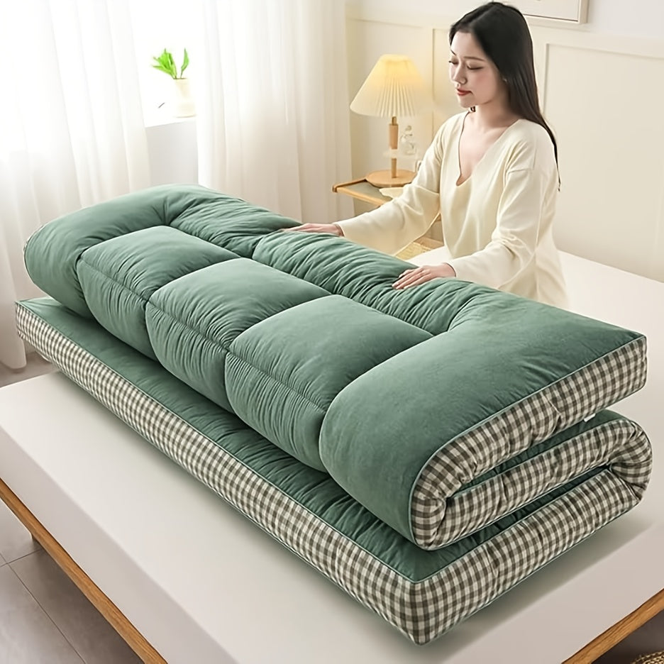 1200gsm Plaid Three-Dimensional Side Pad, Roll Up Sleeping Pad, Cool Mattress Mattress Floor Mattress, Roll Up Mattress Thick Folding Sleeping Pad Breathable Floor Futon Mattress Sofa Sleeping Pad Roll Up Mattress Pad Japanes