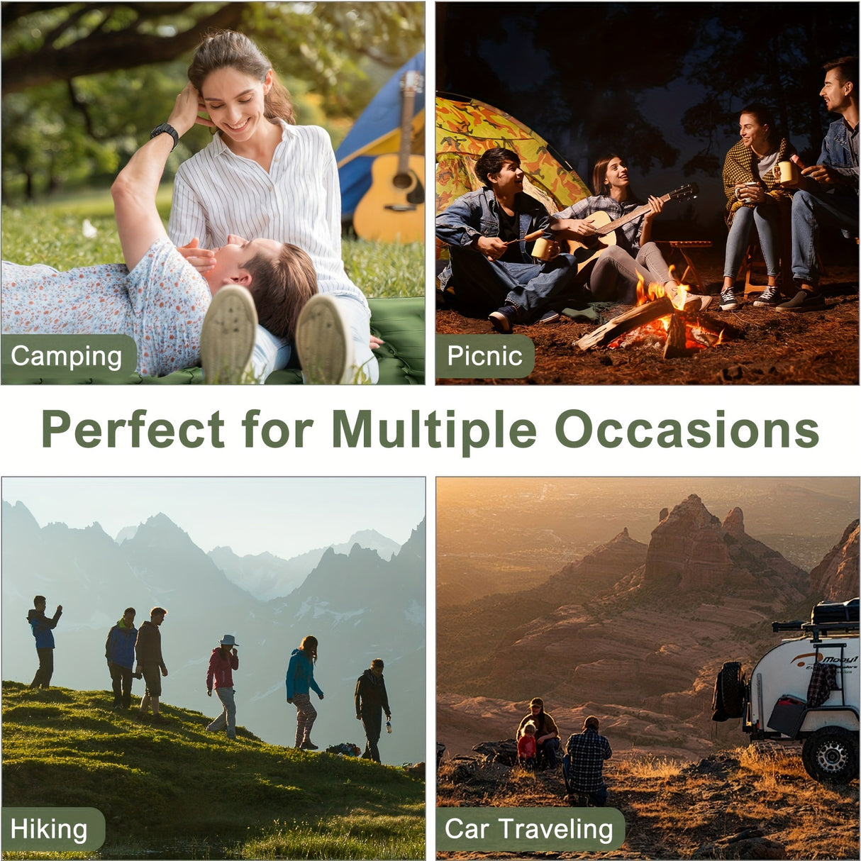 Camping Sleeping Pad, Inflatable Sleeping Mat With Pillow Built-in Foot Pump, Super Comfort Camping Mattress For Backpacking Hiking Traveling Tent, Compact & Lightweight