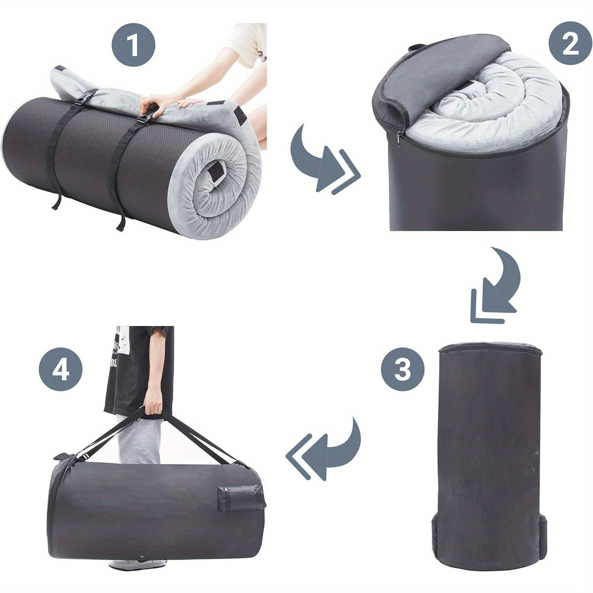 3 Inch CertiPUR-US Memory Foam Camping Pad, Waterproof Roll Up Sleeping Pad for Adults, Comfortable Thick Floor Sleeping Mats for Car Truck Tent with Removable Travel Bag