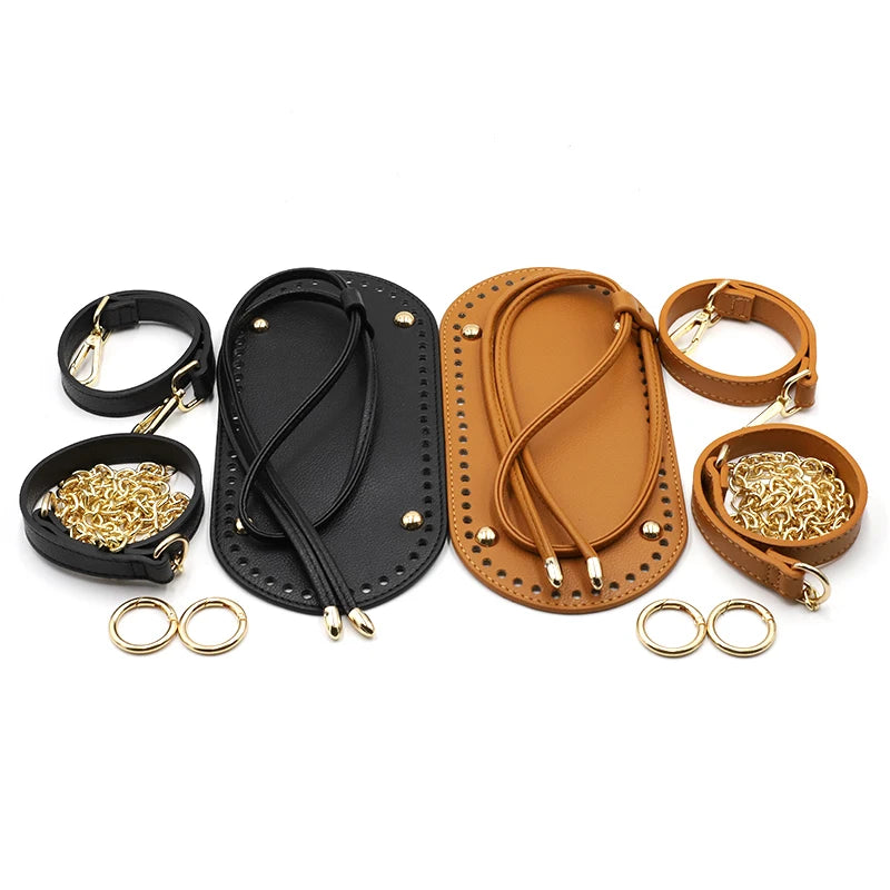 DIY Handmade Backpack Bag Accessories Leather Bag Bottom With Hardware Drawstring Bag Set Women Handbag Handle Shoulder Strap