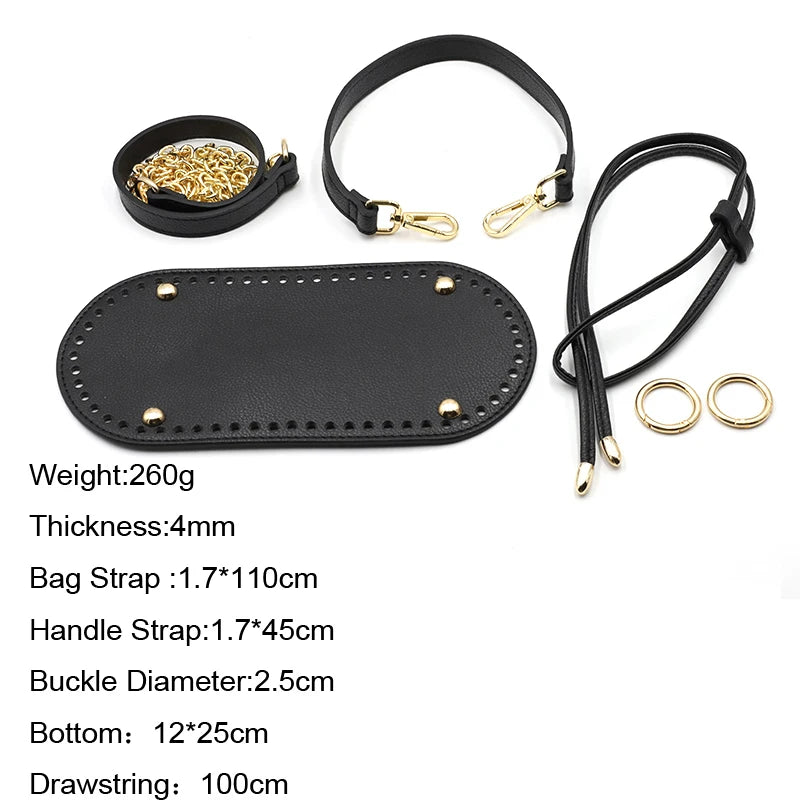 DIY Handmade Backpack Bag Accessories Leather Bag Bottom With Hardware Drawstring Bag Set Women Handbag Handle Shoulder Strap
