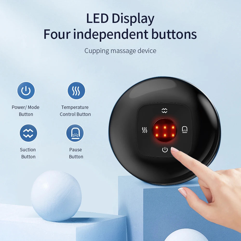 Smart Vacuum Suction Cup Cupping Therapy Massage Jars Anti-Cellulite Massager Body Cups Rechargeable Fat Burning Slimming Device
