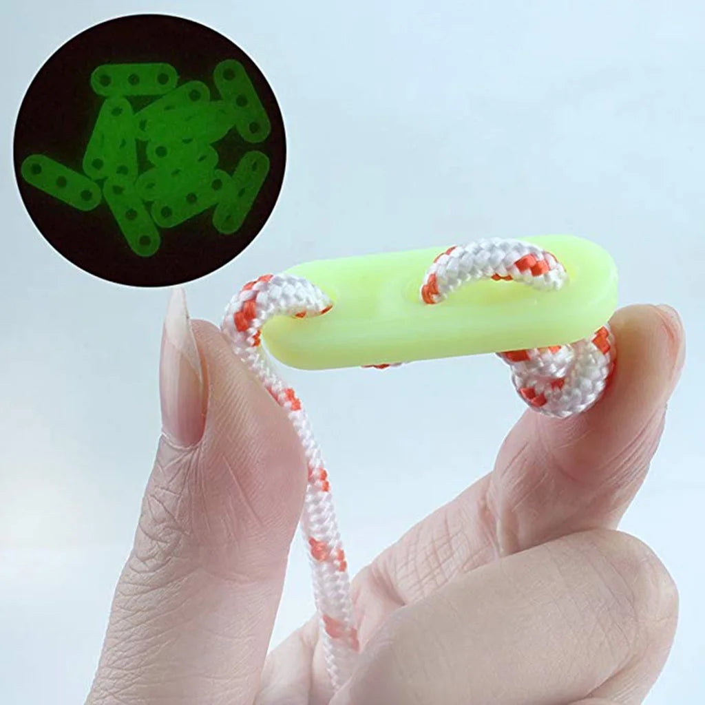 10pcs 5mm Plastic Luminous 3 Hole Camping Tent Cord Rope Adjusters Runners Tent Accessories for Awning Canopy