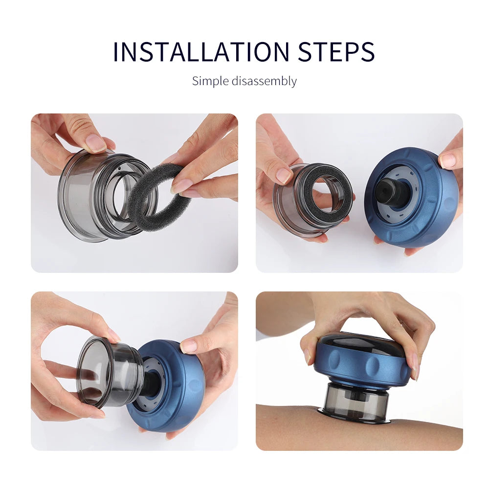 Smart Vacuum Suction Cup Cupping Therapy Massage Jars Anti-Cellulite Massager Body Cups Rechargeable Fat Burning Slimming Device