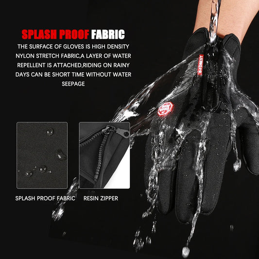 Men Women Cycling Winter Warm Sport Gloves Touchscreen Outdoor Fishing Splash-proof Skiing Snowboard Nonslip Zipper Gloves