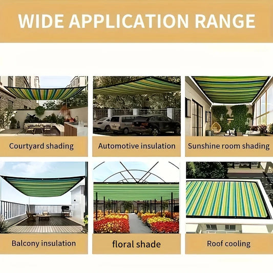 1pc Sun Shade Net - 1pc High-Density Breathable Mesh for Patio/Garden/Carport, Cooling Canopy Stripes All Weather Durability 