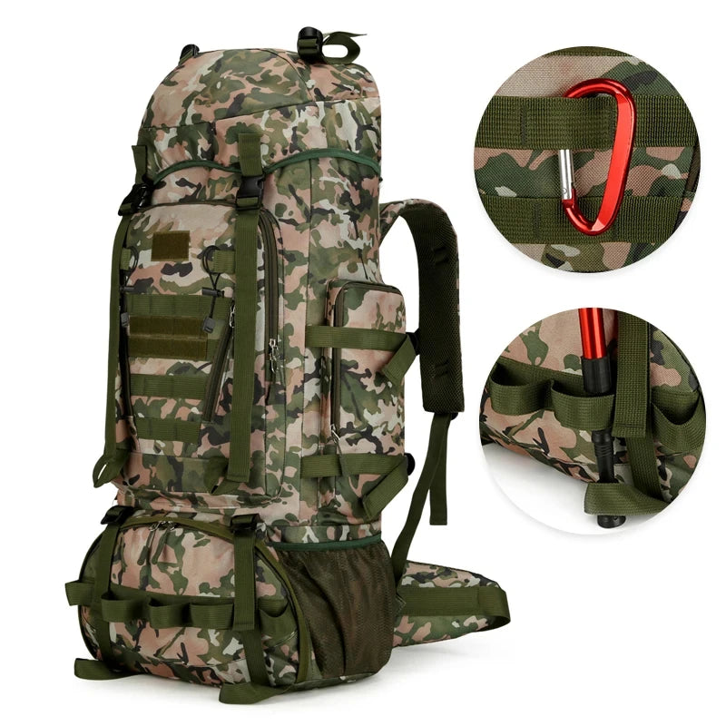 90L Travel Bag Camping Backpack Tactical Hiking Climbing Bags Mountaineering Large Sport Knapsack Outdoor Men Luggage Rucksack