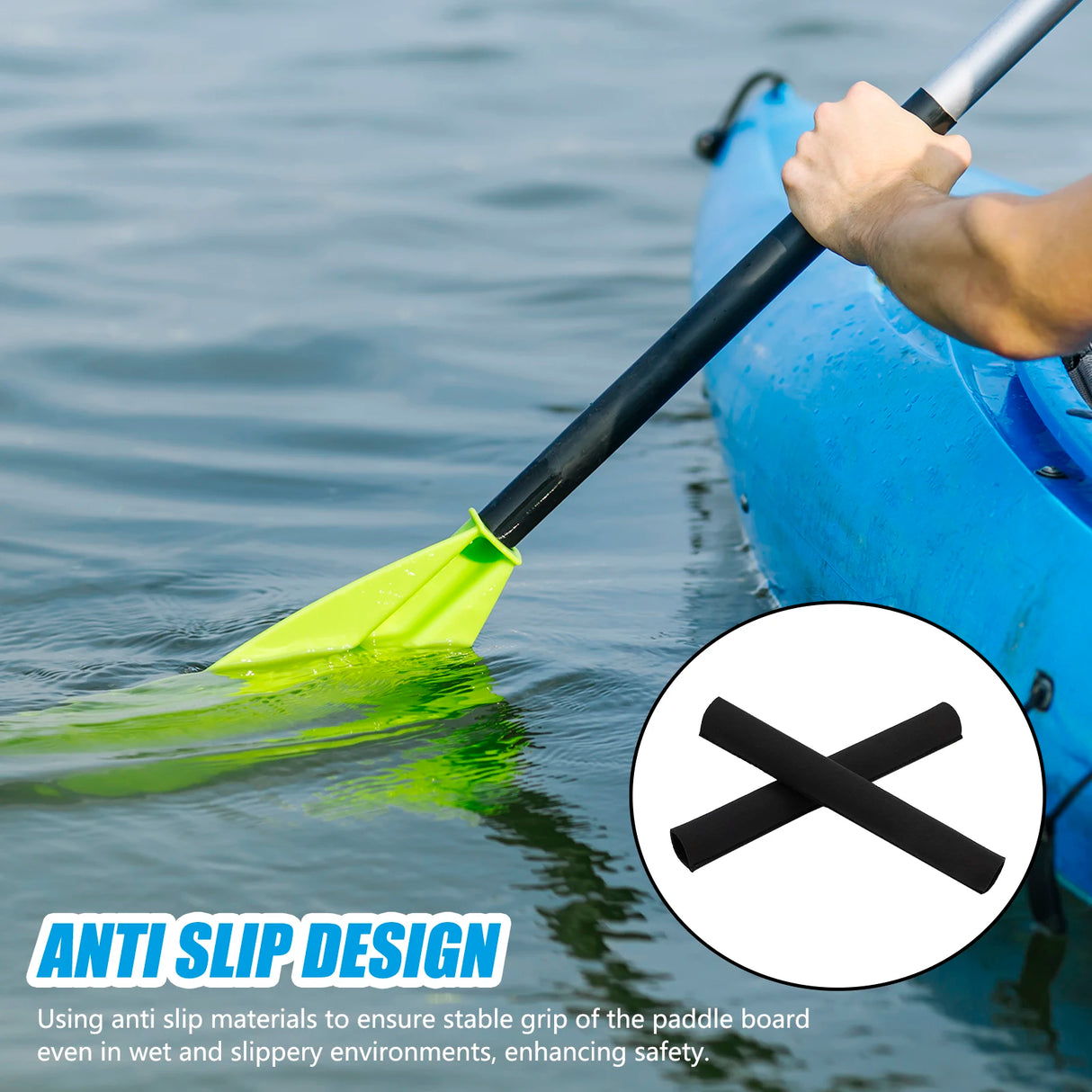 1 Pair Kayak Paddle Grips – Non-Slip Soft Protectors for Canoe & Oar Handles