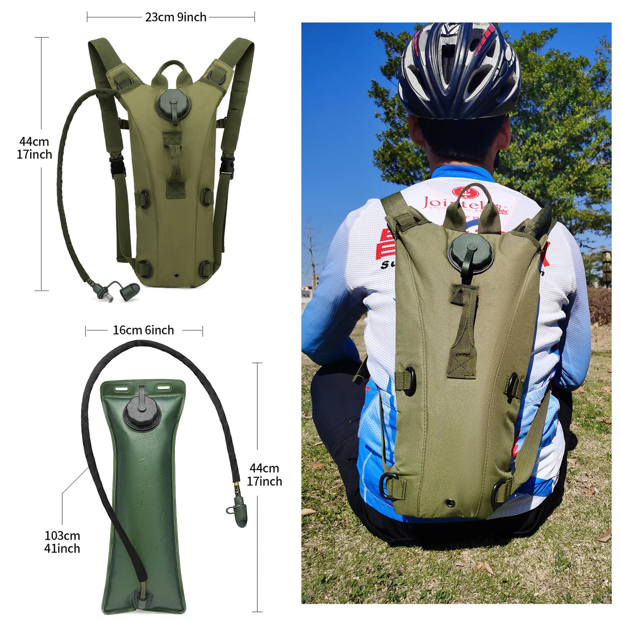 Tactical Water Hydration Pack - Military Class Camel Backpack with 3L Leakproof Water Bladder for Running, Jogging, Cycling
