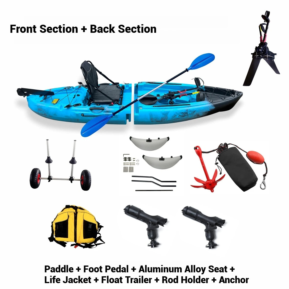 Portable LLDPE Modular Kayak – Split Hard Shell Electric & Pedal Canoe for Solo or Tandem Lake & Sea Adventures