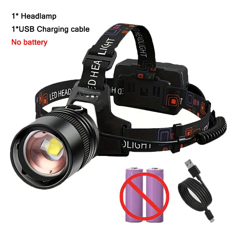 Powerful LED Head Lamp Aluminium Alloy Head Led Light Super Bright Rechargeable Head Flashlight Camping Hunting Fishing Lantern