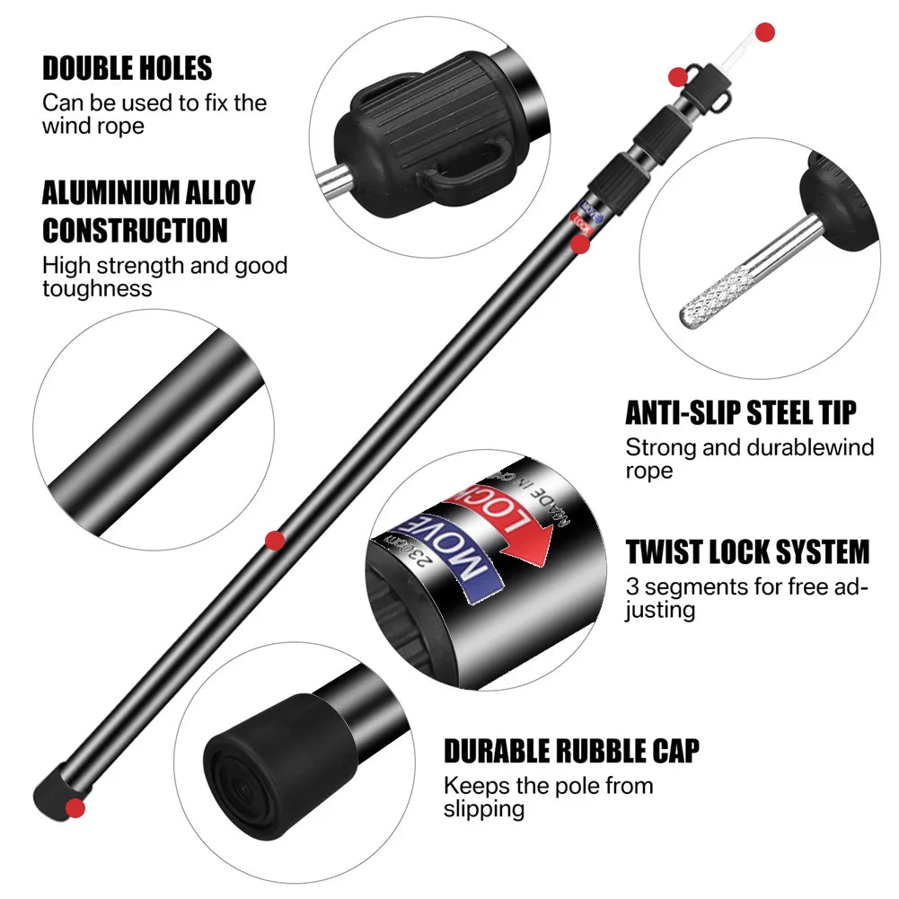 Adjustable Camping Tent Support Poles Beach Shelter Tarp Awning Rods Portable Lightweight Aluminum Alloy Accessories For Canopy