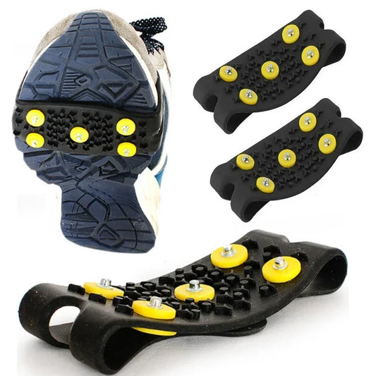 2pcs 5 Teeth Snow Ice Claw Climbing Anti Slip Spikes Grips Crampon Cleats Sport Shoes Cover for Women Men Boots Cover