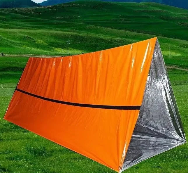 Outdoors Emergency Shelter Bivy Survival Tent Kit Mylar Tube Tent Sleeping Bag Waterproof Outdoor SOS Thermal Blanket Reusable