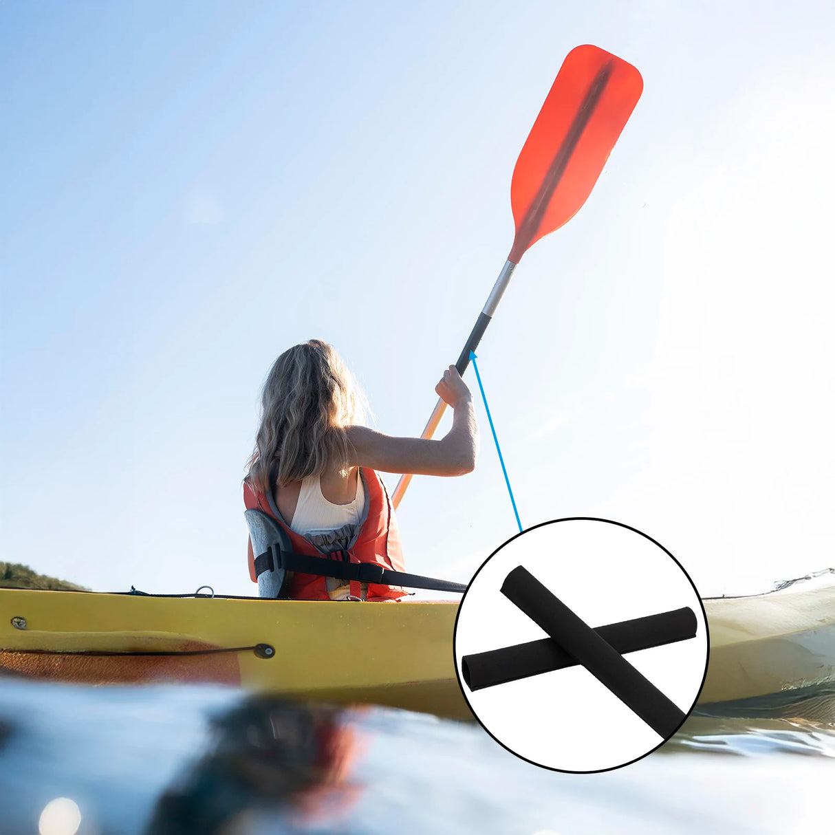 1 Pair Kayak Paddle Grips – Non-Slip Soft Protectors for Canoe & Oar Handles
