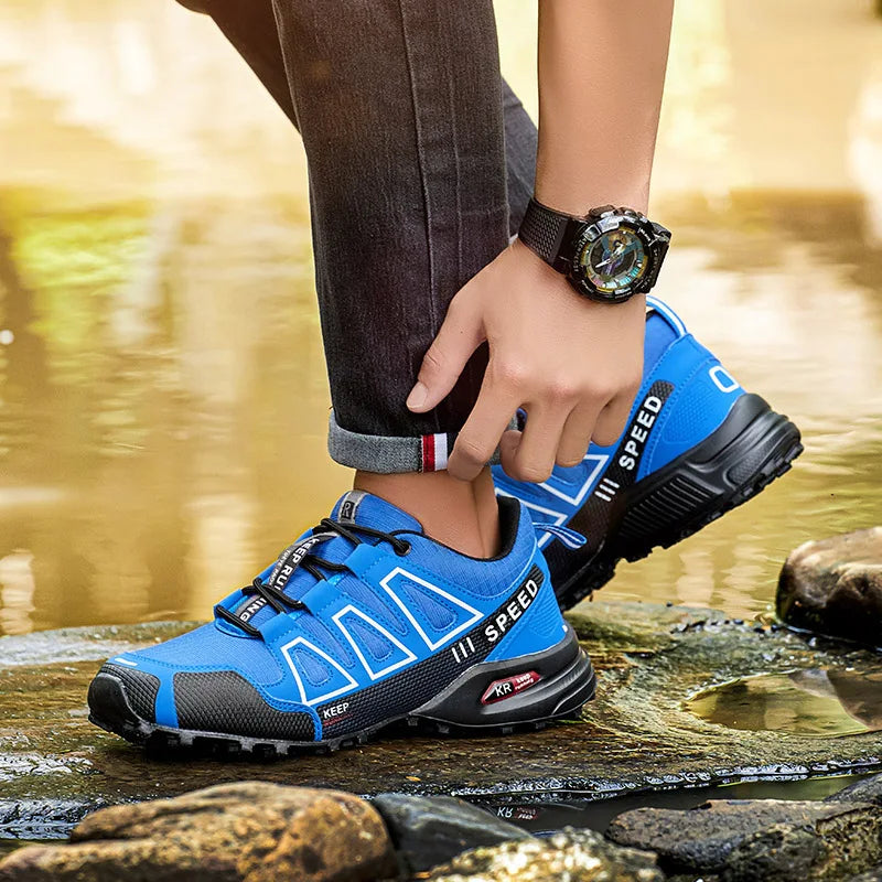 Men’s All-Terrain Hiking Shoes – Breathable Mesh Outdoor Sports Sneakers (Non-Slip, Wear-Resistant, Cycling & Trekking)