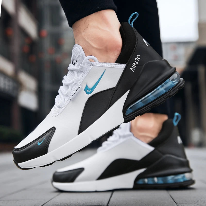 Men’s Leather Running Shoes – Air Cushion Sports Sneakers, Casual Walking & Jogging Trainers, Big Sizes 45-47