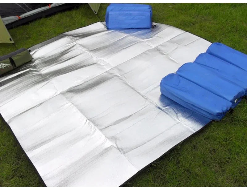 Camping Mat Foam Foil Blanket Aluminum Insulation Foam Foil Mat Sleeping Pad Thermal Outdoor Tent Footprint Reflecting Heat