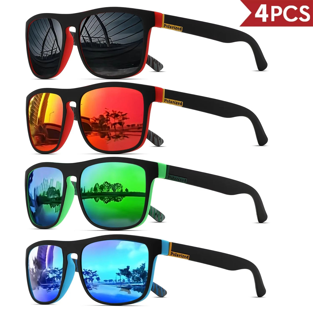 Classic Square Polarized Sunglasses (1-4 Pack)
