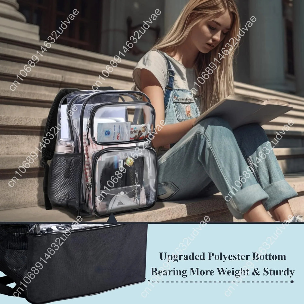 PACKISM Clear Backpack for School - 17 inch Large Heavy Duty Clear Bookbag, See Through PVC Backpacks (for age 12 above)