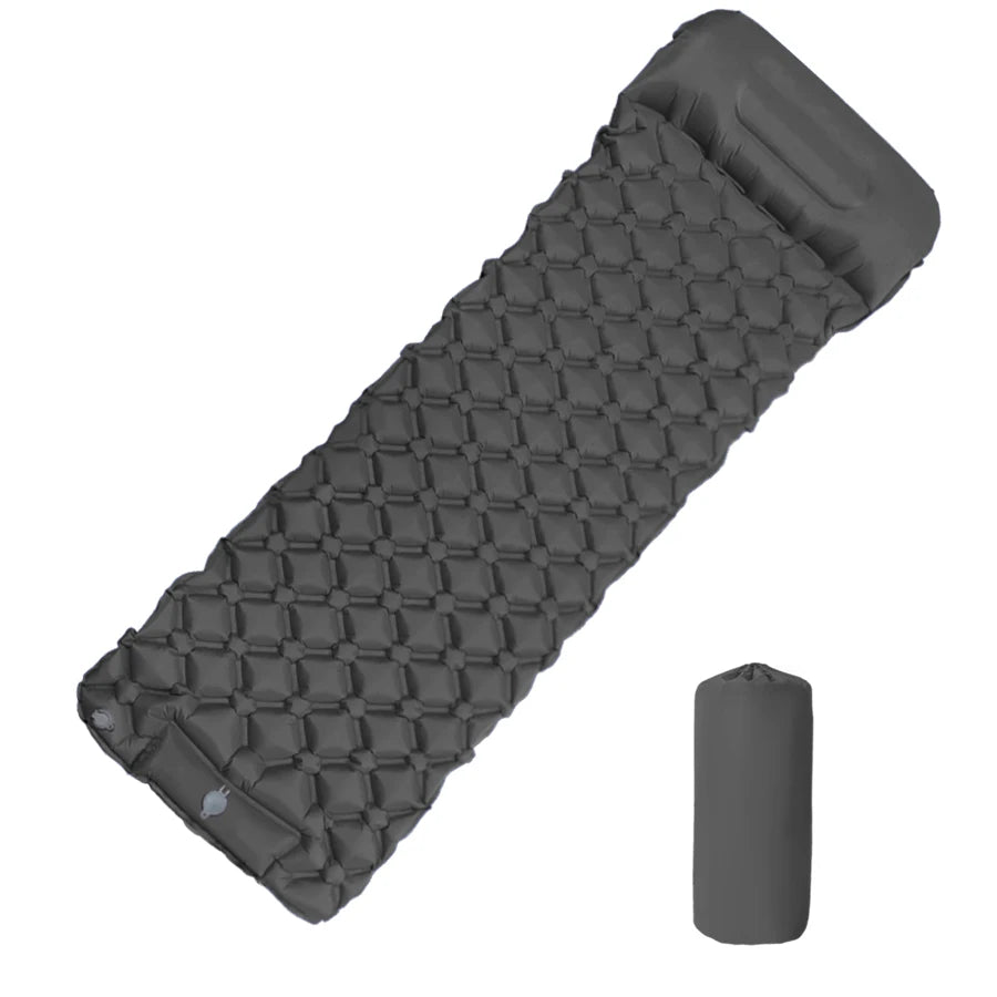 Outdoor Camping Inflatable Mattress Sleeping Pad With Pillows Ultralight Air Mat Built In Inflator Pump Hiking