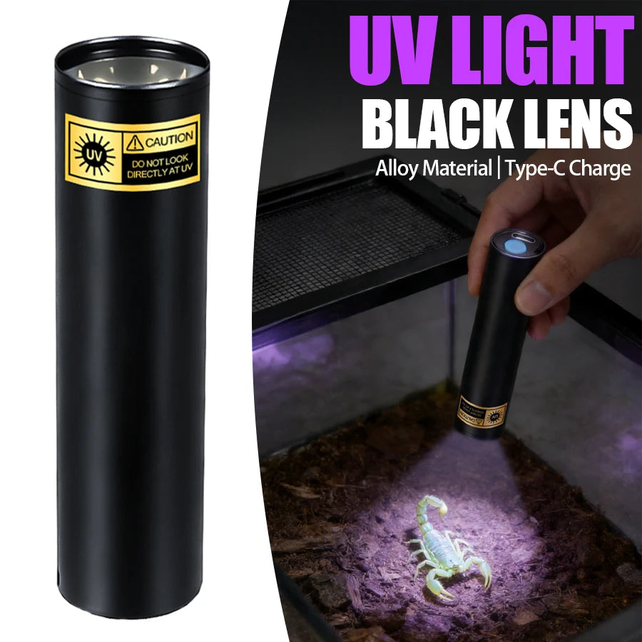 UV Light & Strong Light Flashlight USB Rechargeable Camping Lantern Pets Urine Stains Black Light Led Ultraviolet Torch Lamp