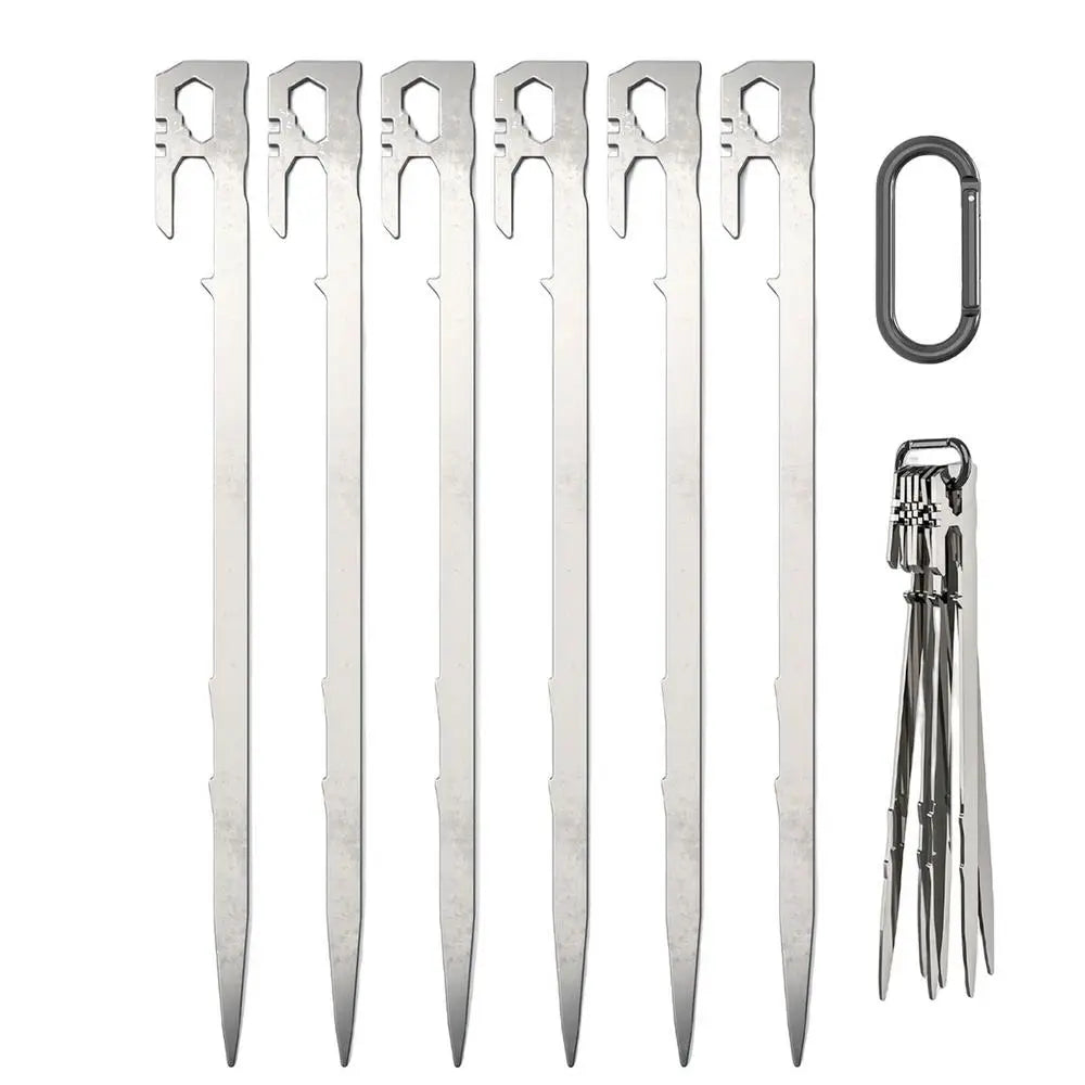 Camping Tent Stakes 6Pcs Canopy Tent Pegs 28cm Stainless Steel Garden Ground Nail Beach Awnings Hammock Trampoline Accessories