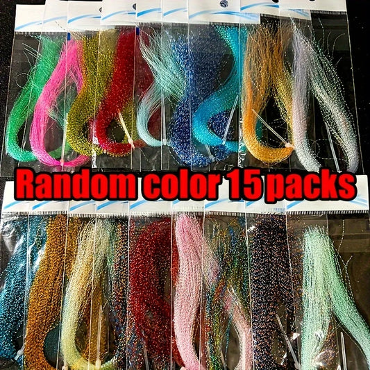 TAKBAS Crystal Flash Fly Tying Kit (15 Pack)